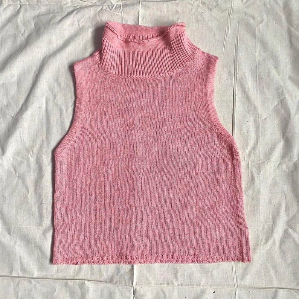 Threadbare Baby Pink Knit Sleeveless Mock Neck Top